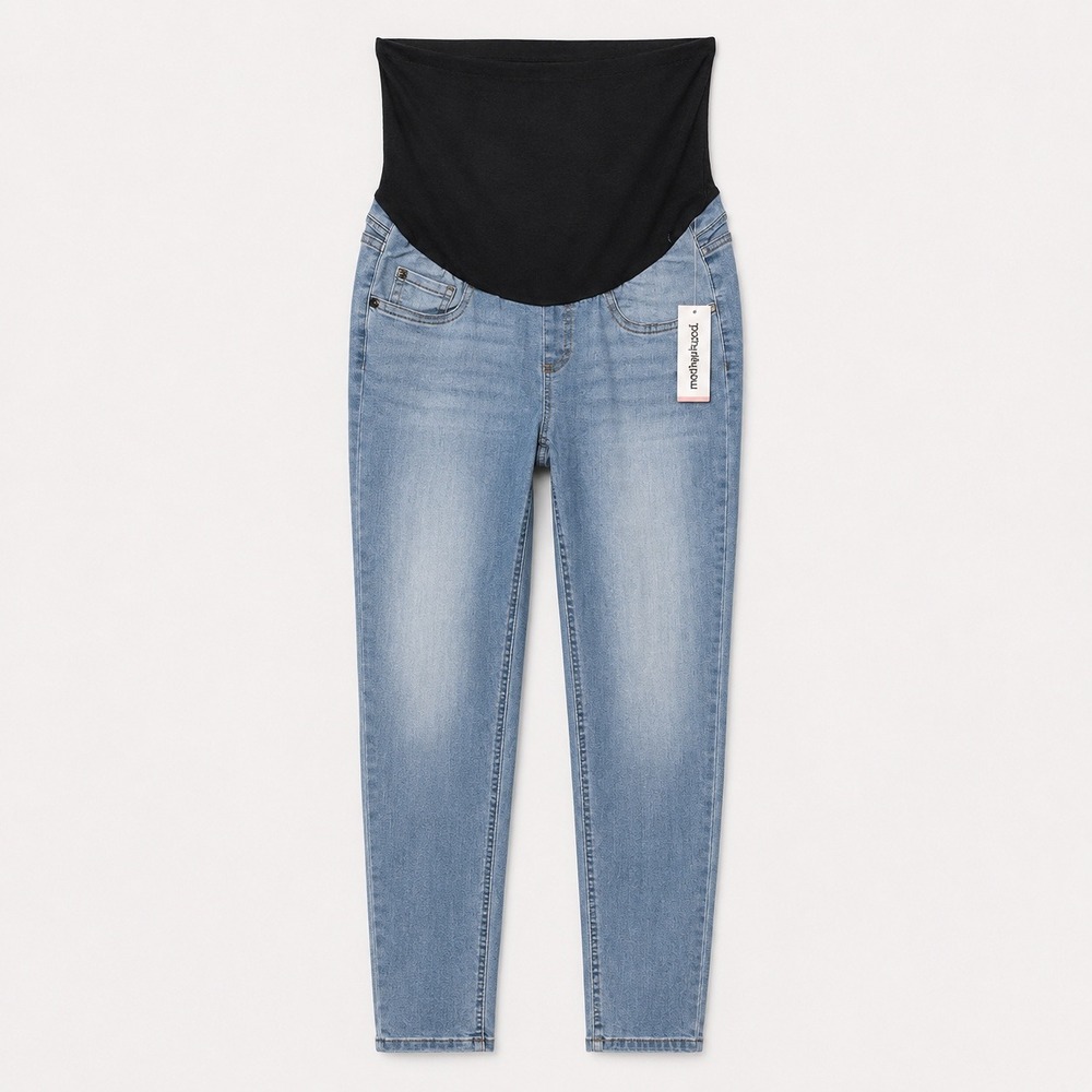 Motherhood Maternity Skinny Jeans Women Size S Light Wash Blue Full Belly Panel